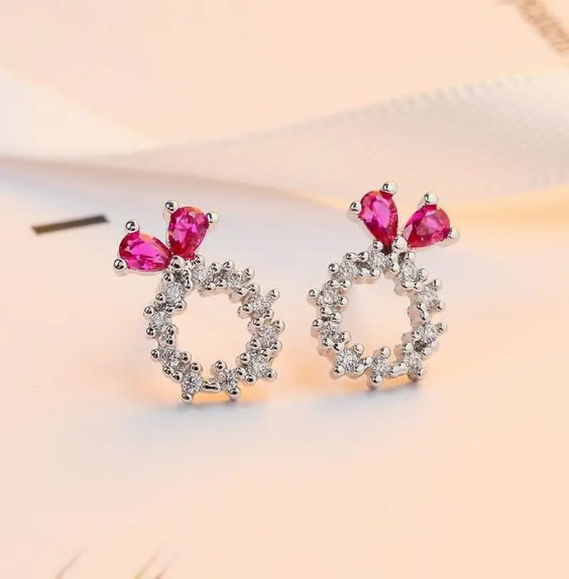 

925 Silver Women Fashion Ear Pin Korean Temperament Earrings Diamond Bow Pearl Earrings Jewelry Stud Earrings for Women Dropship