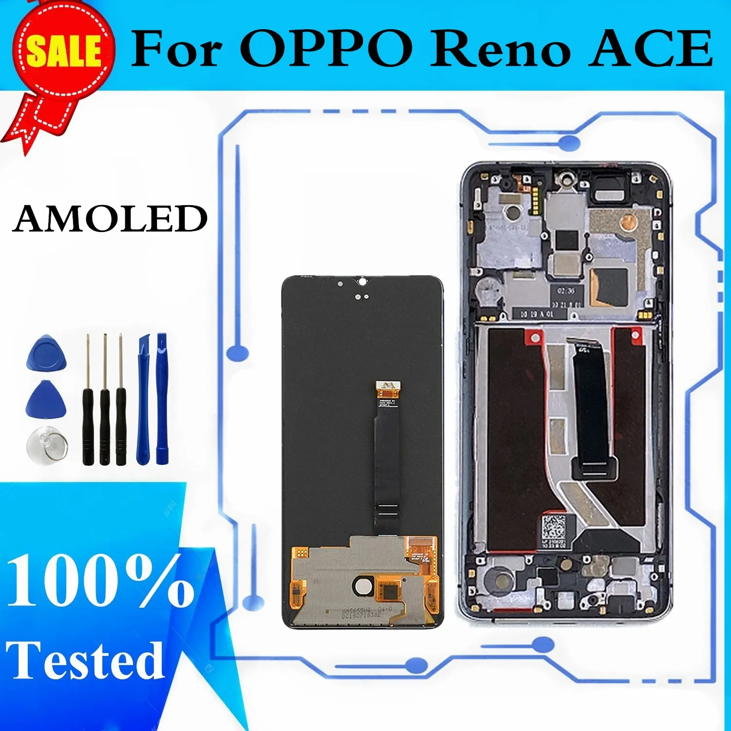 

AMOLED для OPPO Reno ACE PCLM10 ЖК-дисплей экран с рамкой Сенсорная панель дигитайзер в сборе Запасная часть