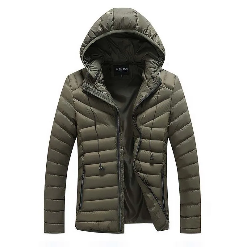 Мужская зимняя куртка 2019 новая хлопковая брендовая зеленая с капюшоном