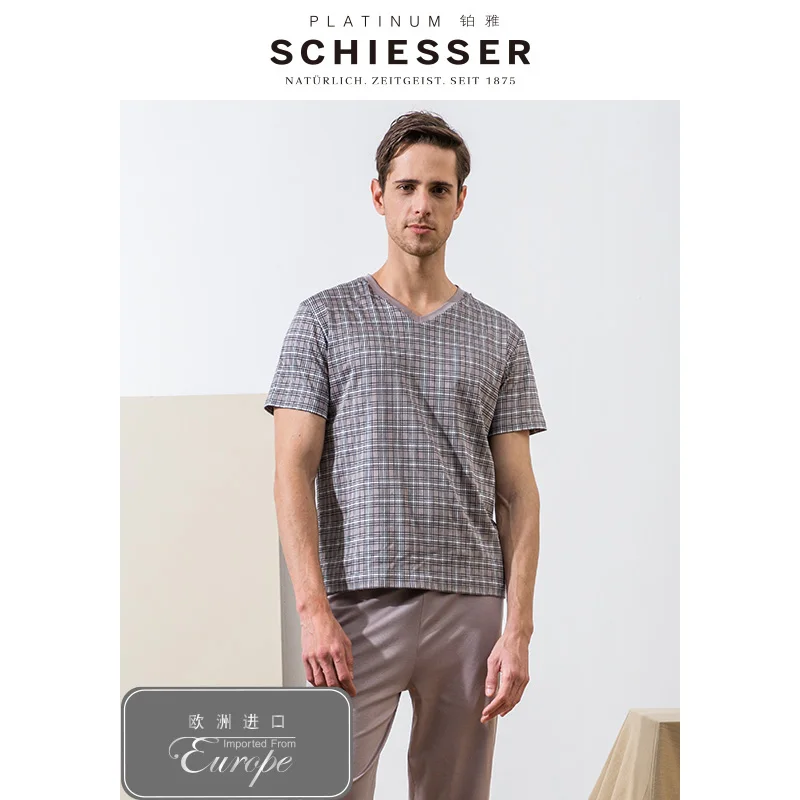 

SCHIESSER PLATINUM европейские импортные мужские хлопковые дышащие брюки с коротким рукавом домашний костюм E9/16186H