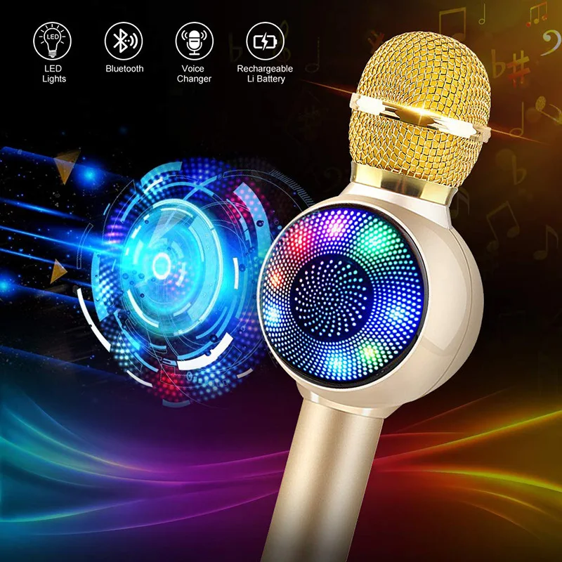Микрофон для караоке с поддержкой Bluetooth 3-в-1 Портативный микрофона караоке-плеер
