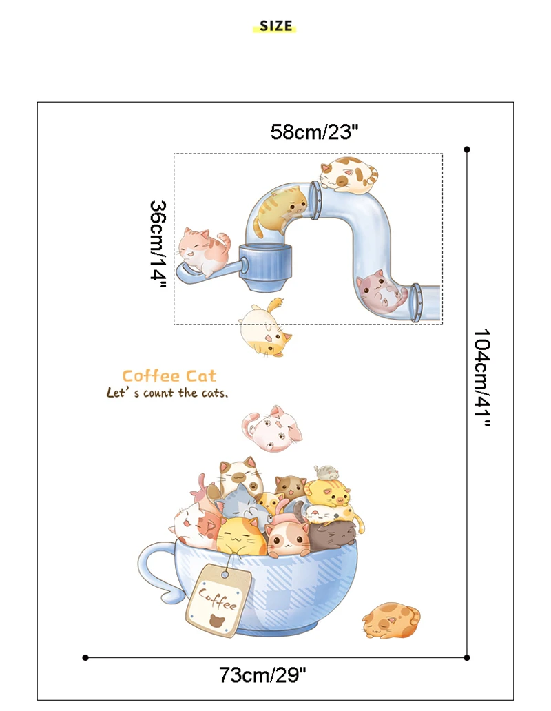 

Cartoon Cat Wall Sticker for Kids Room Bedroom Wall Decals Door Paste Decoration Aesthetics Posters Self-adhesive Home Decor PVC