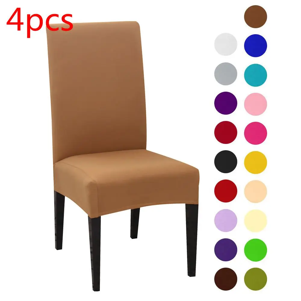 4 шт сплошной цвет чехол для кресла спандекс растягивающиеся эластичные Чехлы