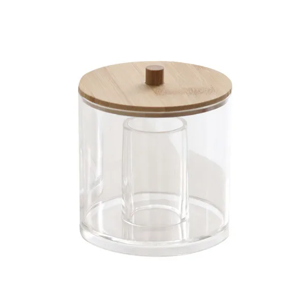 Makeup Organizer Box MSJO органайзер для макияжа, коробка для хранения косметики, ватные диски, тампон, Бамбуковая Крышка для женщин, для дома, ванной комнаты, органайзер, коробки для макияжа, корзина - Цвет: Makeup Organizer Box