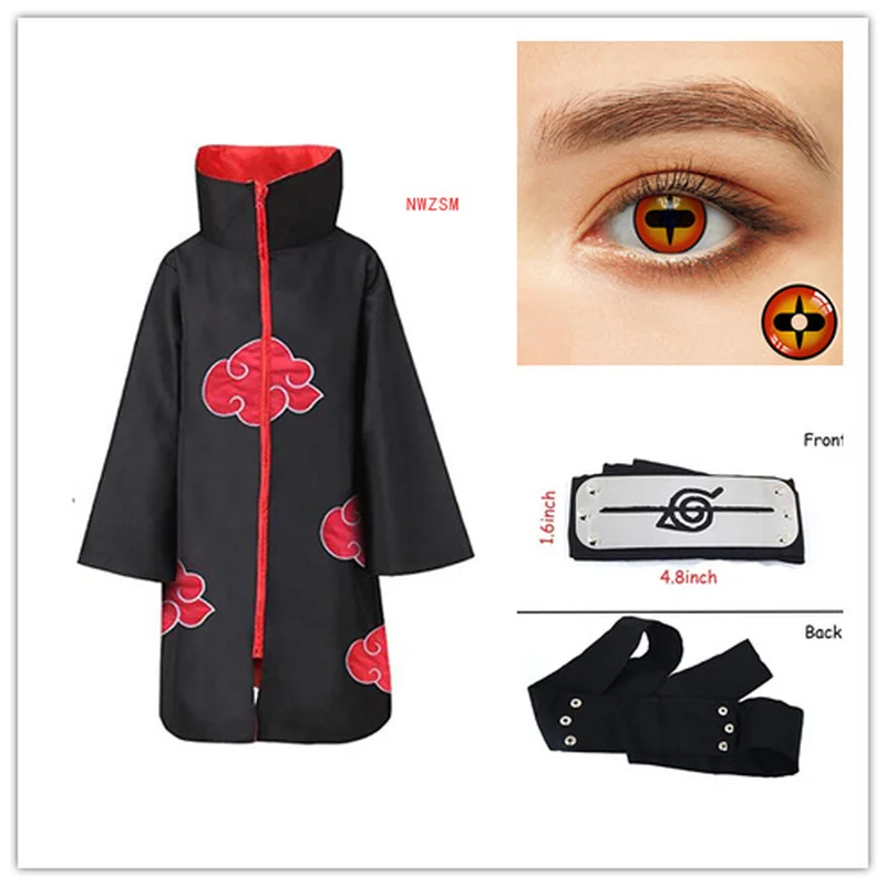 Костюм Наруто из 4 предметов искусственная кожа косплей Саске Учиха накидка для