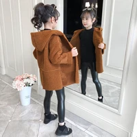 new spring winter girl coat jackets warm long clothing kids teenage children coffee tops thicken fashion high quality overcoat