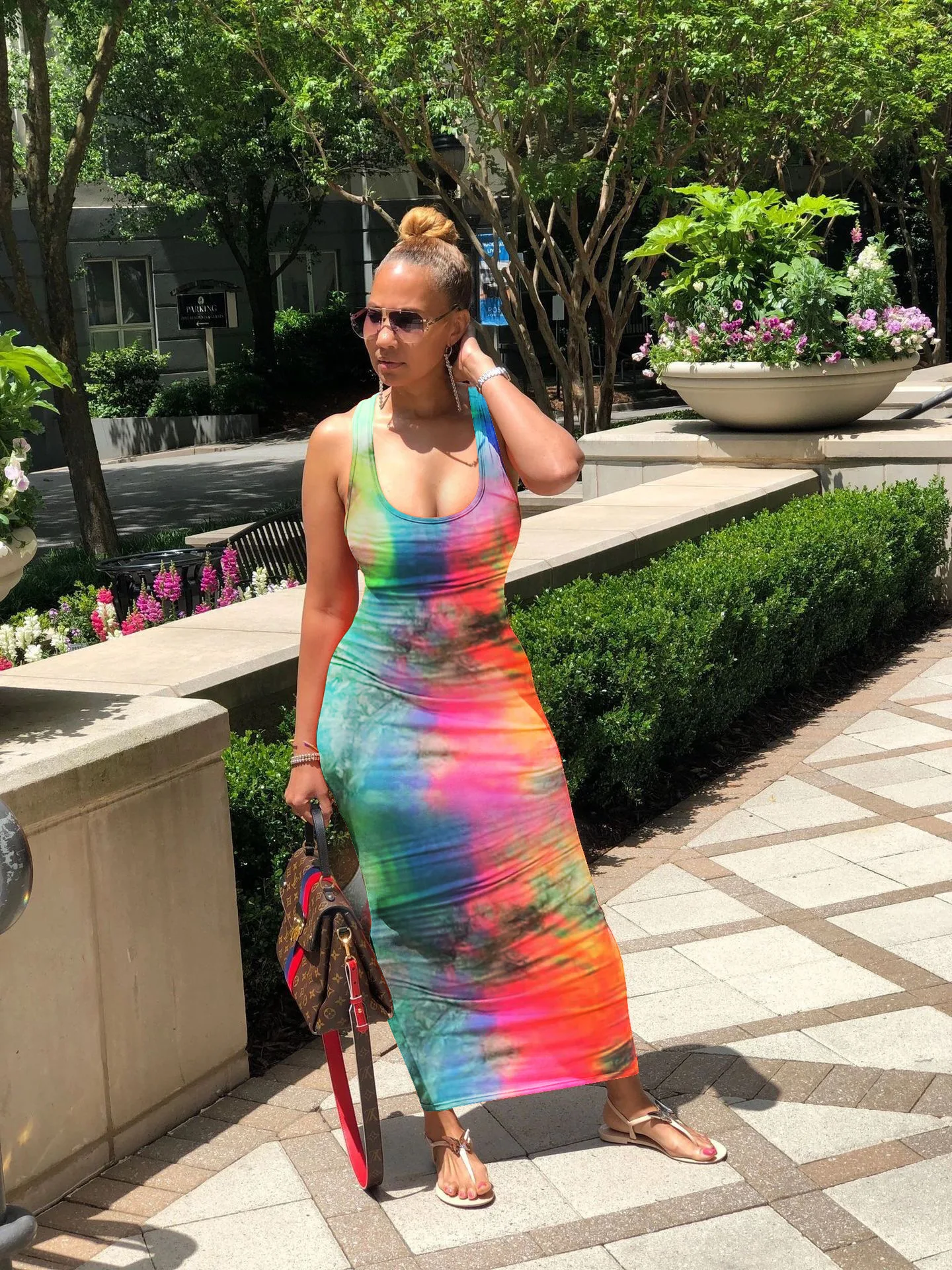 

2021 Fashion Women's Long Dress Tie-dye Backless Tie Sexy Slimming Dress Bach Holiday Dress for Summer