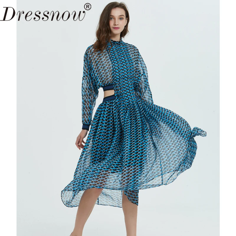 Dressnow женское дизайнерское платье макси с рукавом 3/4 геометрическим принтом на