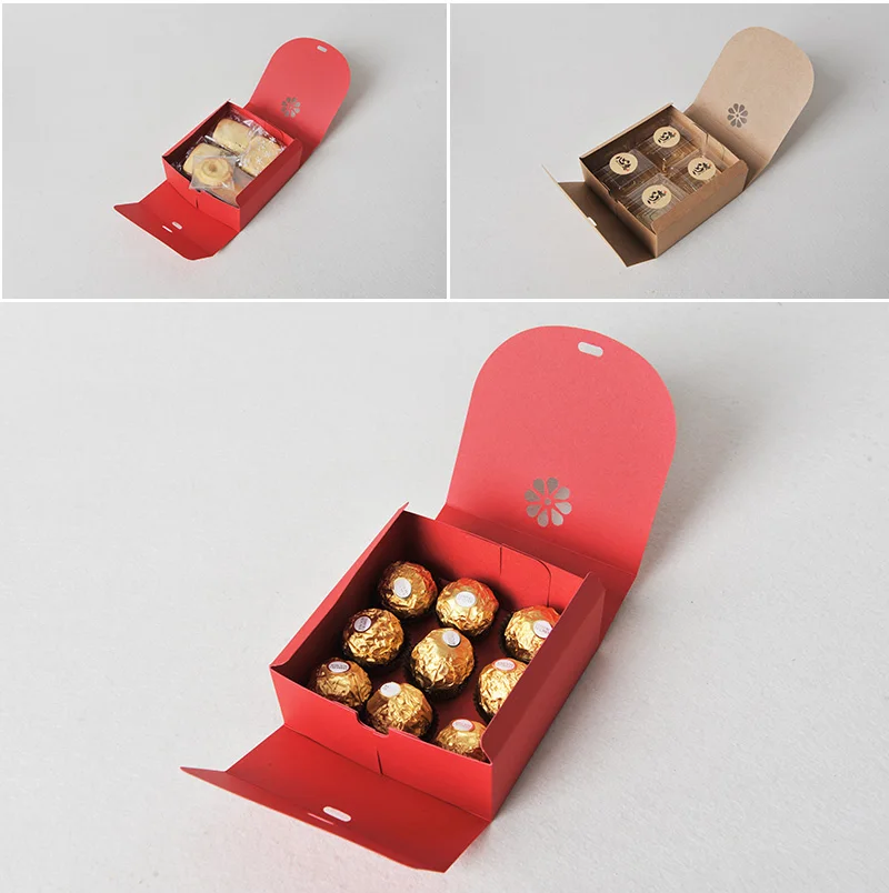 20pcs/lot red blue box Kraft Paper Cardboard Package Candy Gift Box For Flowers Cookies Moon Cake/Soad/Candy | Дом и сад