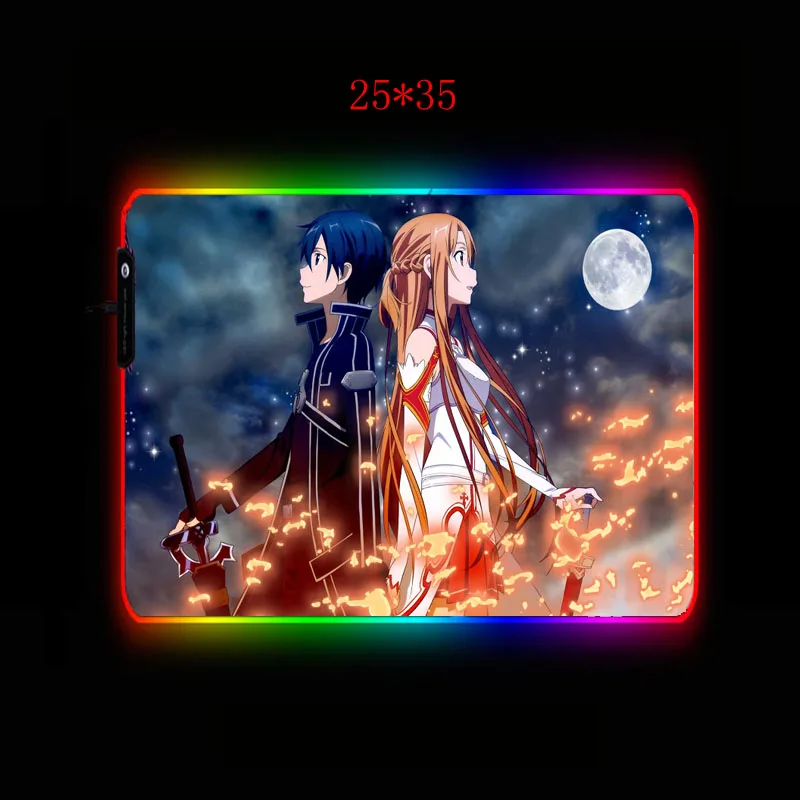 Коврик для мыши XGZ Sword Art игровой коврик с RGB подсветкой большой Аниме XXL настольной
