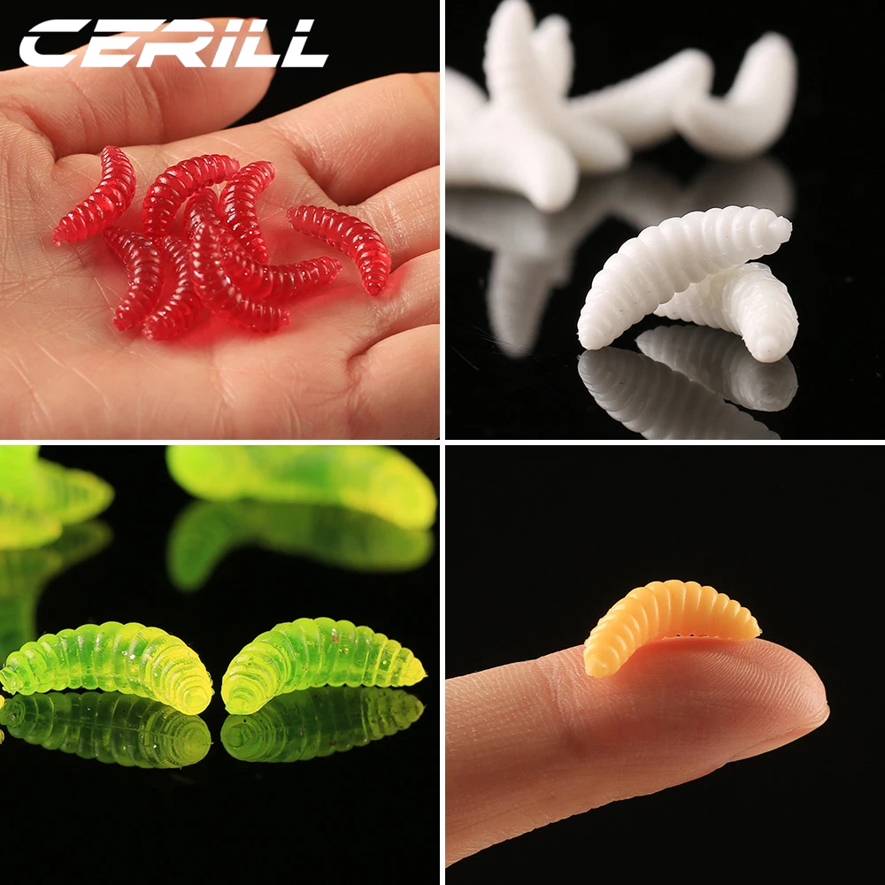 Cerill 100 шт./комплект мягкие приманки с запахом черви искусственная личинка 20 мм