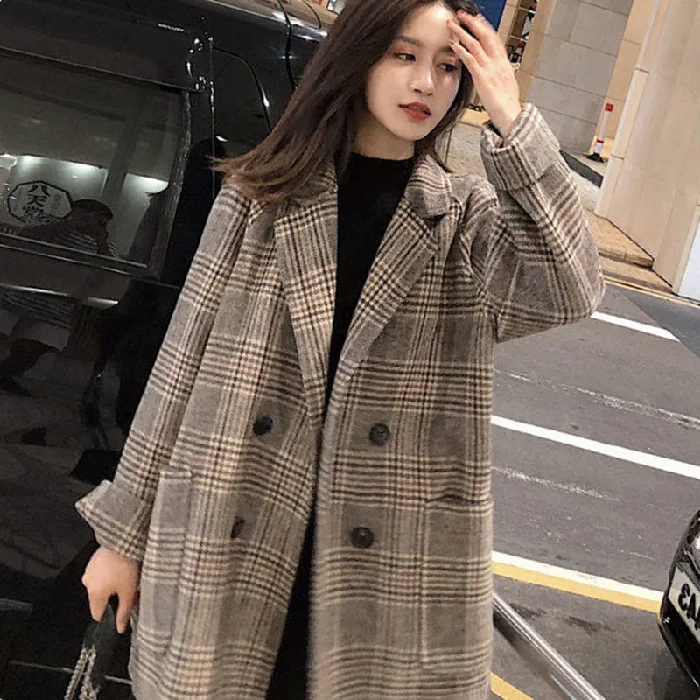

Autumn suit woolen coat new coat Korean loose plaid woolen coatSuit woolen coat new coat Korean loose plaid woolen coat