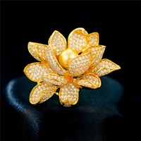 elegant lotus gold brooch for women luxury zircon pearl brooches fashion coat suit pin accessories corsage broche christmas gift