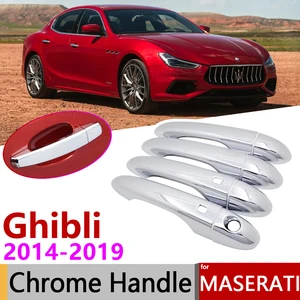 Хромированная крышка дверной ручки для Maserati ghiдоступ M157 2014  2019, автомобильные аксессуары, наклейки, комплект отделки 4 двери 2015 2016 2017 2018