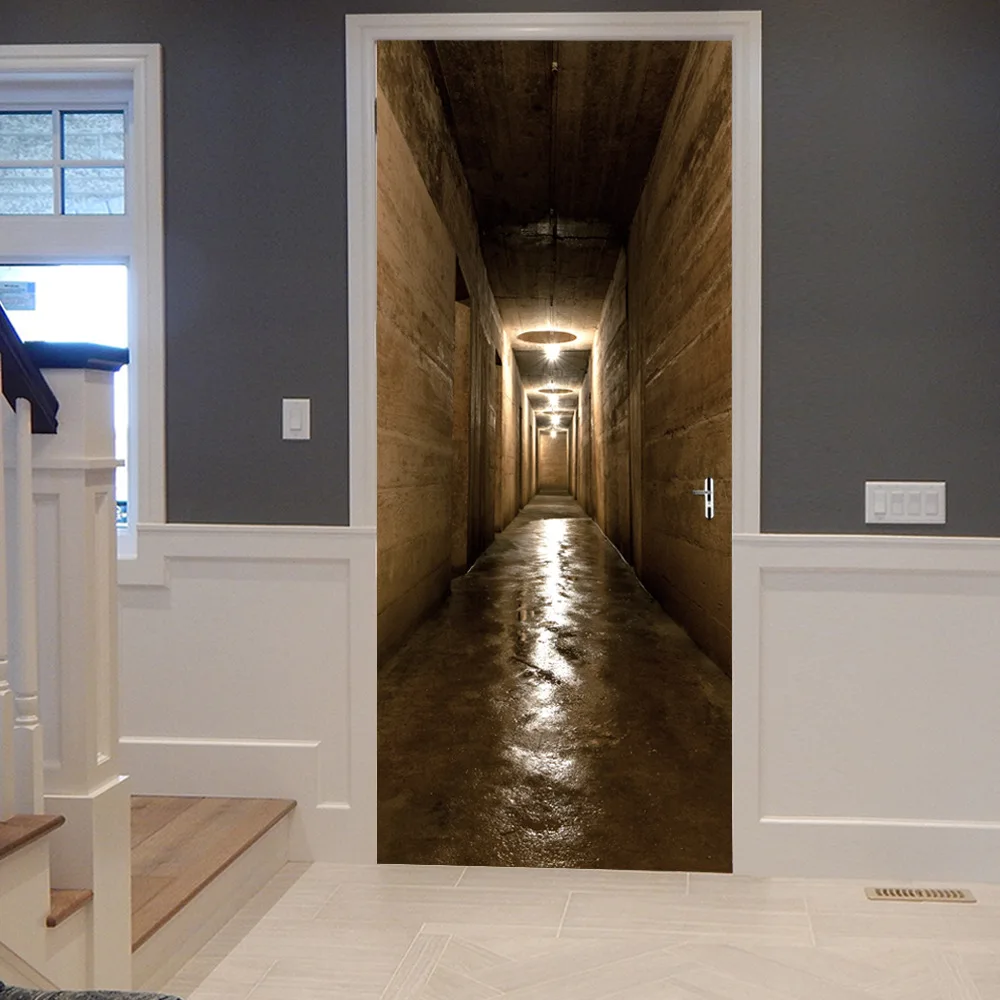 Branches Scary Rooms Tunnel Corridor Stickers 3D Bedroom Living Room Door Poster Mural Home Decor Decals Factory Supply | Дом и сад