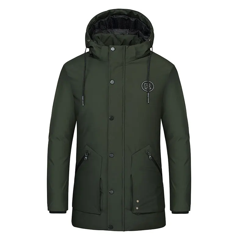Модные мужские парки, удлиненная утепленная однотонная зимняя одежда на молнии с капюшоном, ветронепроницаемые водонепроницаемые теплые трендовые мужские зимние пальто
