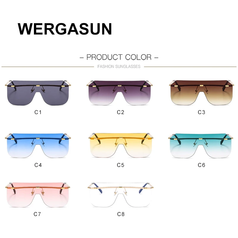 

WERGASUN 2020 New Square Sunglasses Women Trending One Piece Eyewear Rectangle Shades Sun Glasses For Men gafas de sol mujer