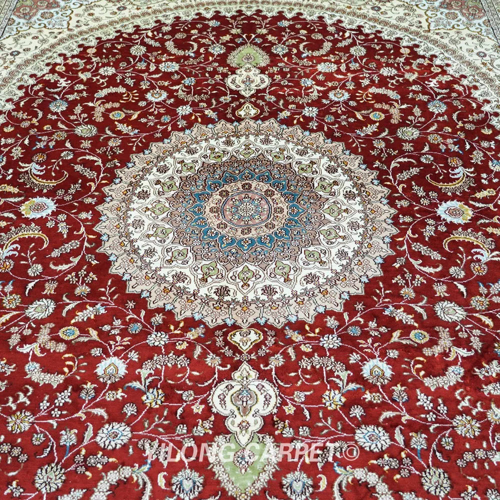 8 'x 10' роскошный красный медделион украшение для дома персидский ручной