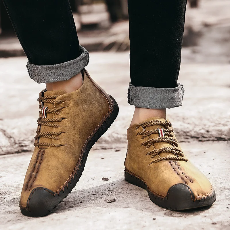 2019 г. Новые удобные зимние плюшевые мужские ботинки на меху высококачественные