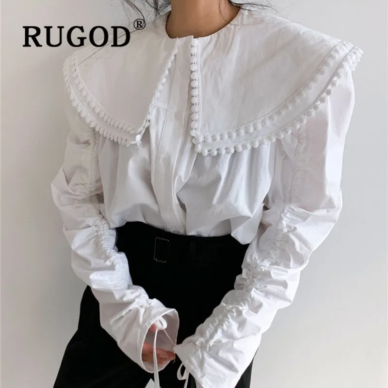 Женская блузка с кукольным воротником RUGOD элегантный топ длинным рукавом