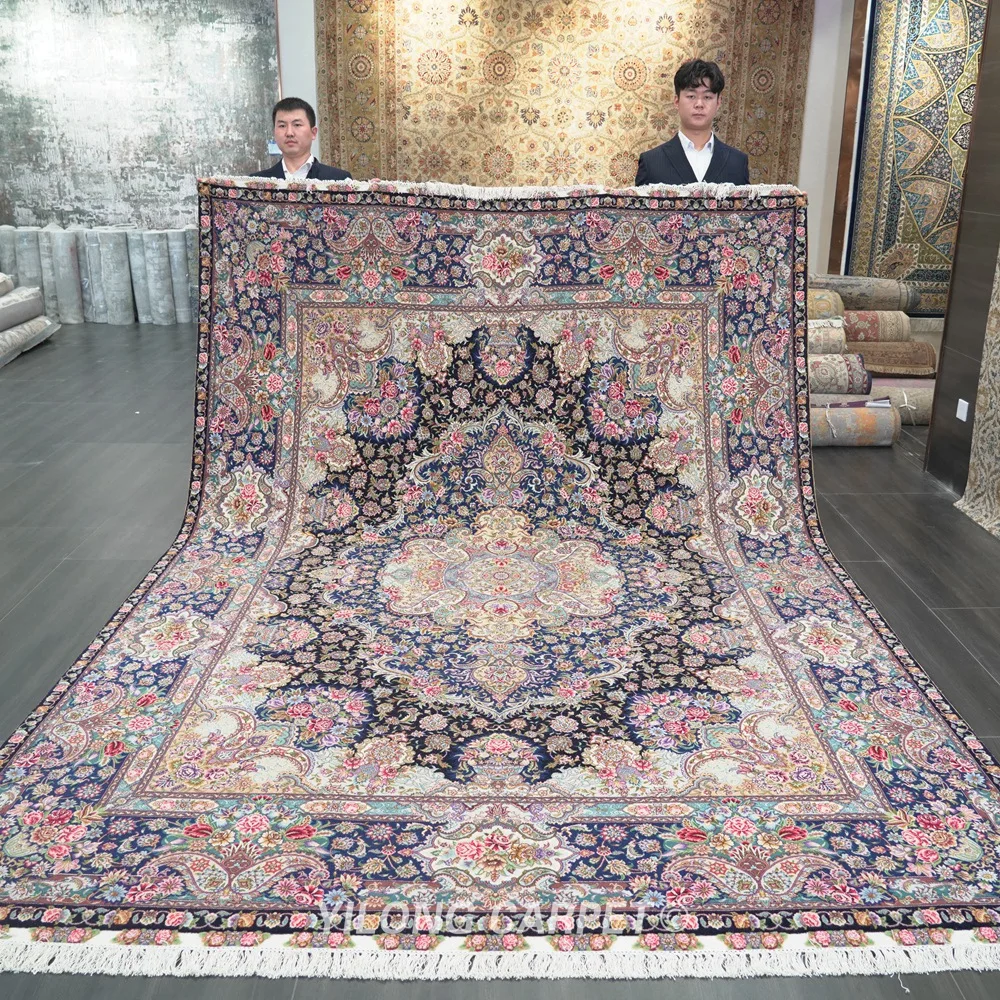 Yilong 8 4 'x 12' персидские шерстяные шелковые ковры ручной работы большой размер