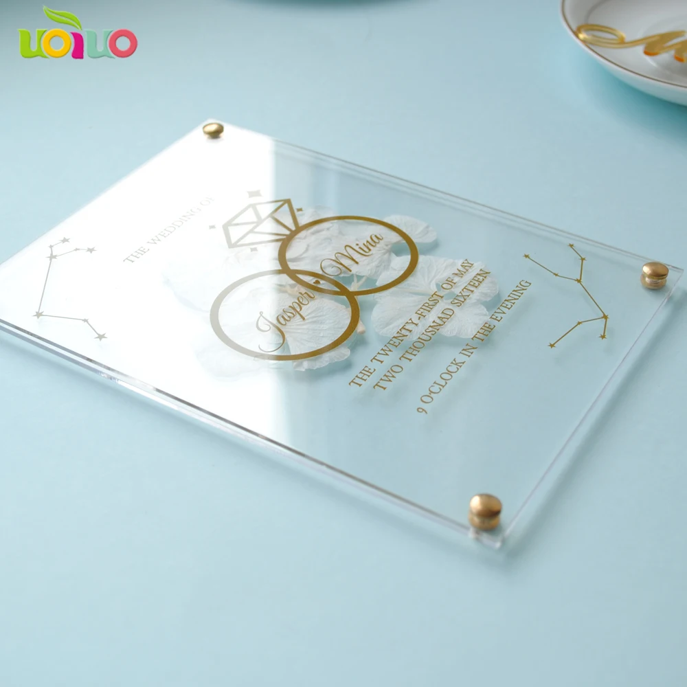 10 шт. акриловые свадебные приглашения с цветочным принтом|Коробки для свадебных