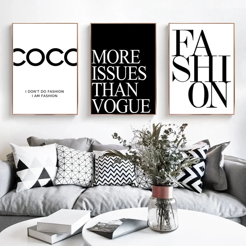 

Fashion woman poster fashion quote canvas painting glamour Paris wall art picture for home living room decoration frameless