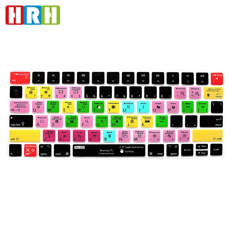 Чехол HRH для клавиатуры MAC OSX Hotkeys функциональные ярлыки Силиконовая защита Apple Magic