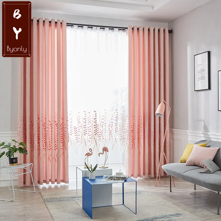

New European Style for Living Room Bedroom Blackout Curtains Chenille Bamboo Curtains Solid Color Embroidery Embroidery Curtains