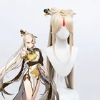 Синтетический парик с занавеской синтетические волосы цвета блонд для наращивания Ningguang Genshin воздействия Ecliping звезда Косплэй парики для женщин вечерние аксессуары для волос