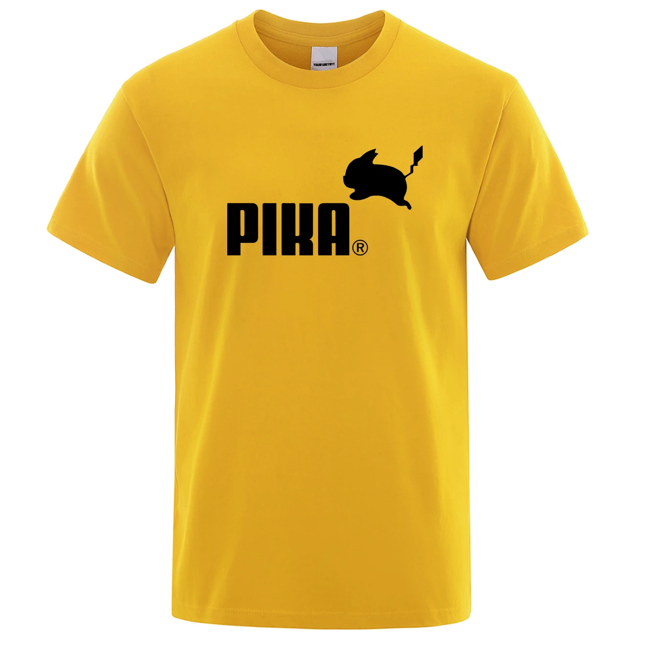 Летняя новая футболка Pika, мужские футболки с японским Аниме Покемон, футболки с Пикачу для мальчиков, хлопковая футболка с коротким рукавом, мужские повседневные футболки, топы - Цвет: yellow 1