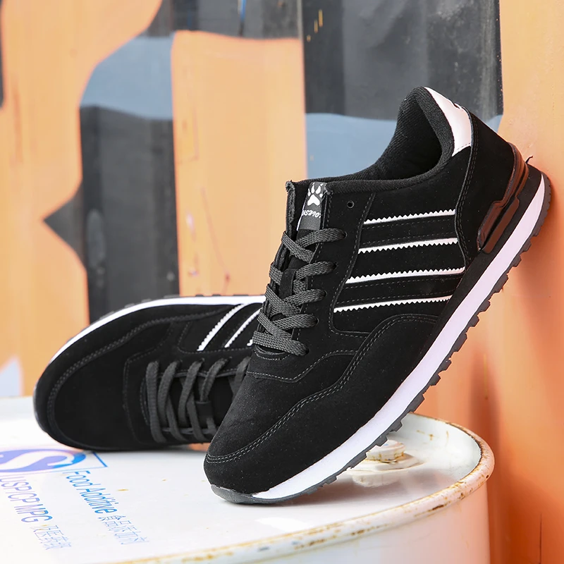 

Spring 2021 New Breathable Lace-Up Sneakers Round Head Tenis Flat Shoes Zapatillas HombreHigh Quality Men Leather Casual Shoes