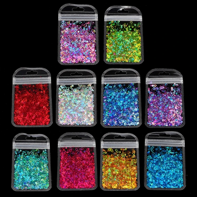

10 Colors Hollow Round Shape Holographic Chunky Glitter Laser- Flakes Sequins