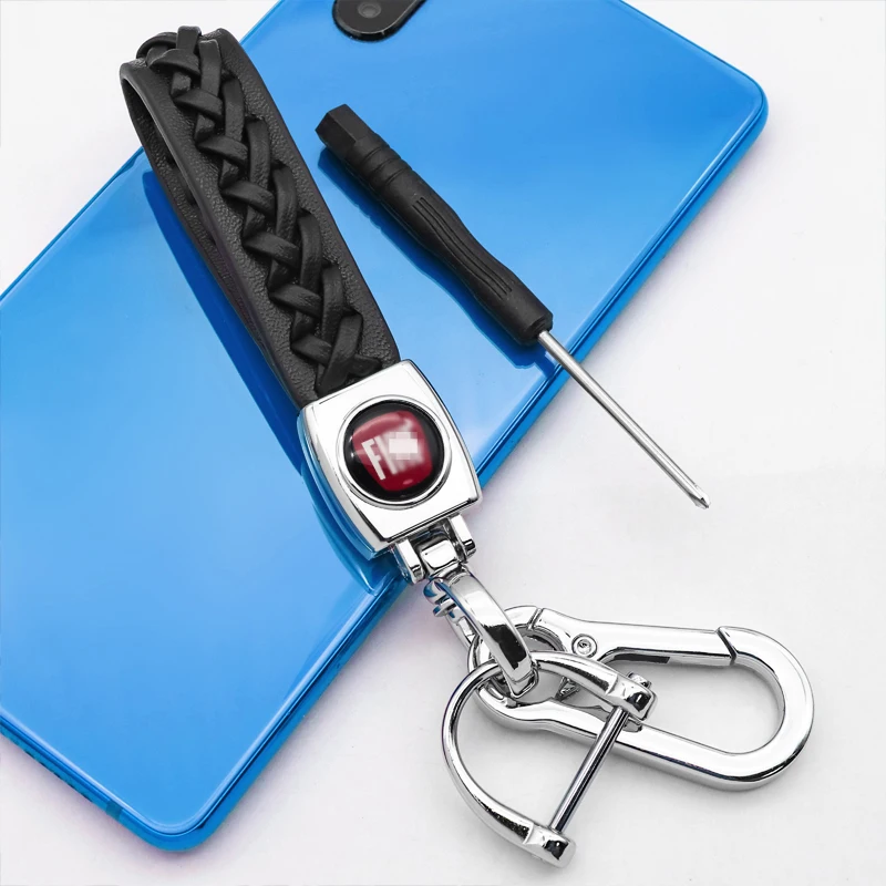 

Auto parts fashion metal leather braided rope key ring for FIAT- Panda Bravo Punto Linea Croma 500 595 Ducato Tipo Doblo