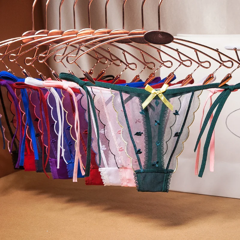 

Mesh Embroidered Sexy Panties Temptation Ultra-Thin Thong Low Waist