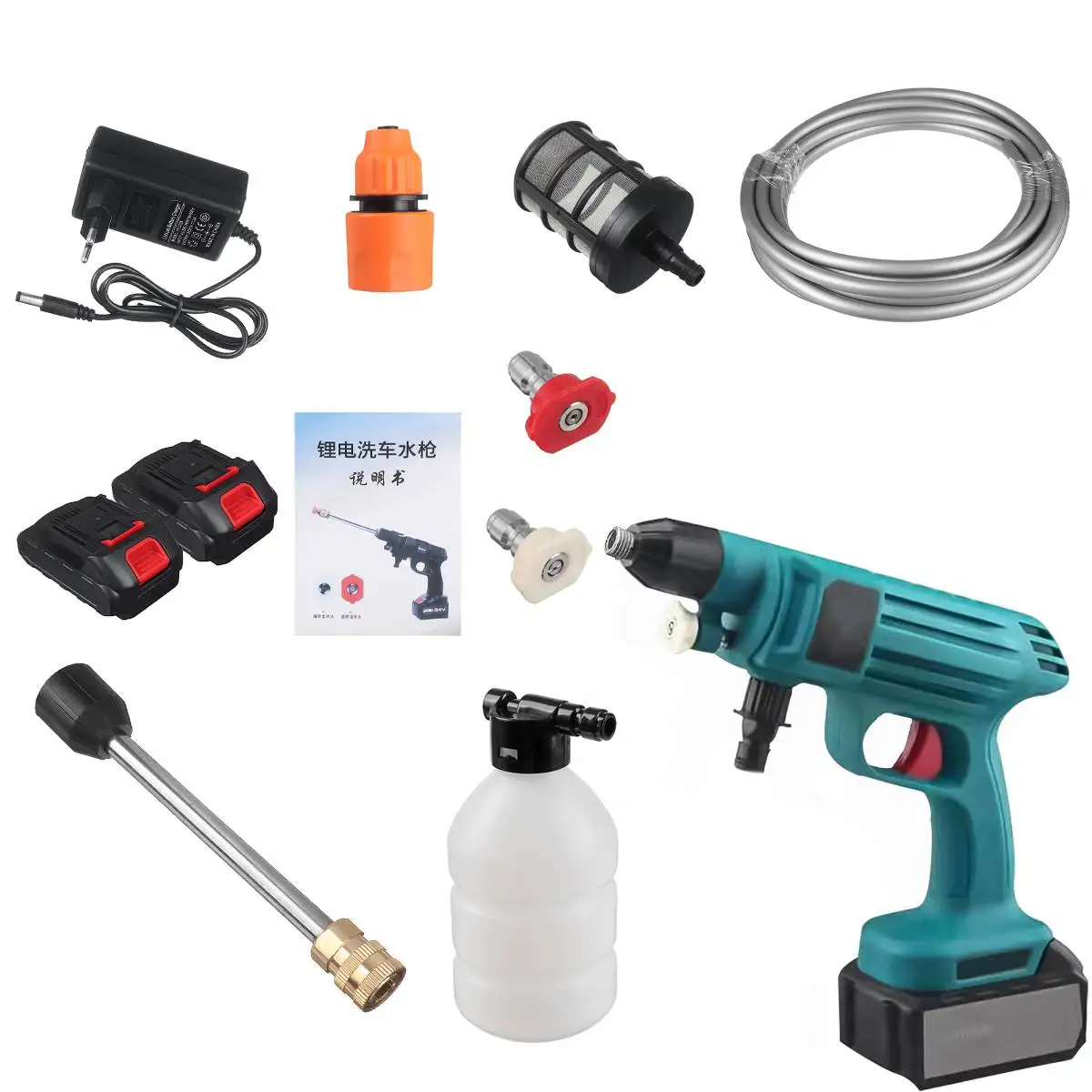 Цена Новинка беспроводной водяной пистолет высокого давления для мойки автомобиля 0-88000 мАч 1000 Вт портативный генератор пены высокого давления с...