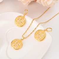 gold dubai india flower african jewelry set necklace pendant earrings ethiopia wedding bridl jewelry sets for women girl gifts