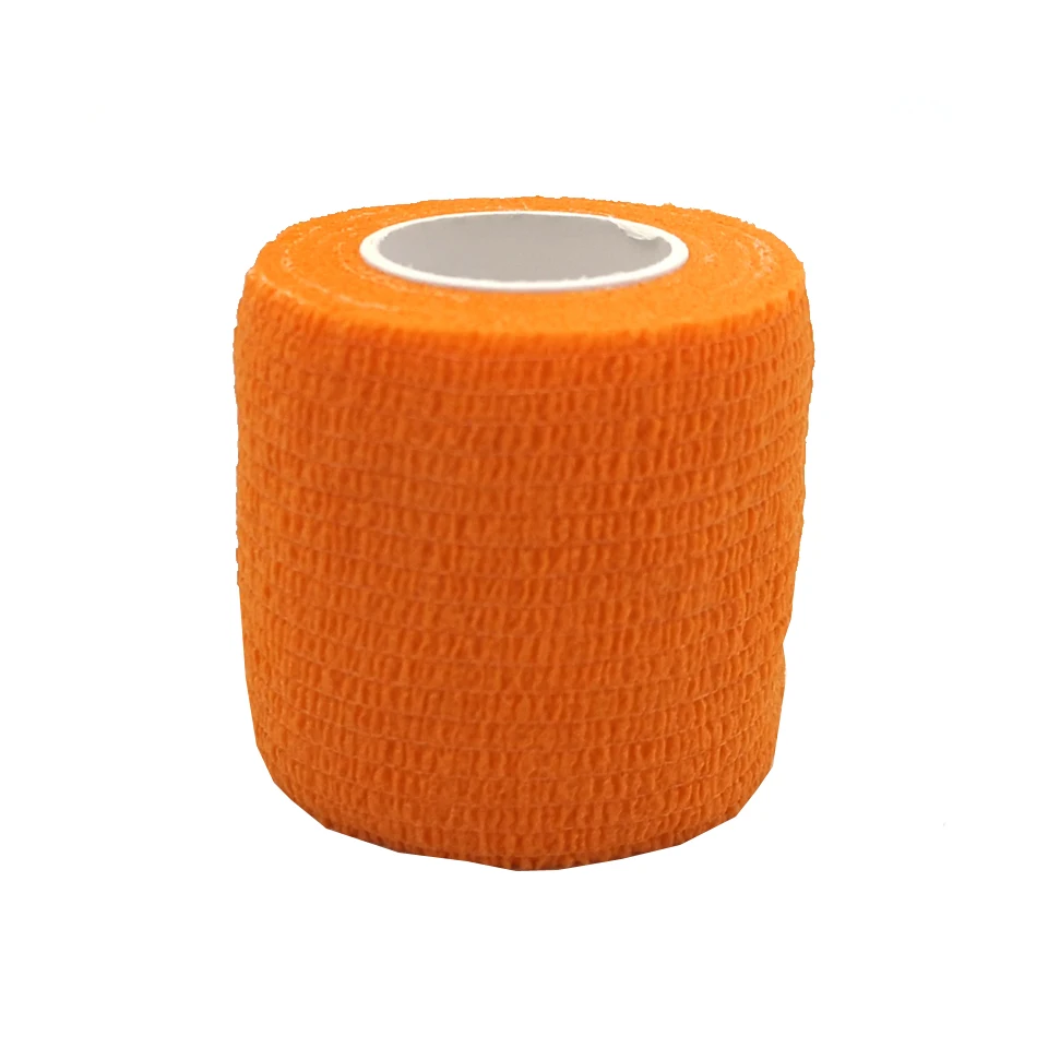 Orange 1 рулон 5*450 см Одноразовые самоклеющиеся гибкие эластичные бандажные ручки для татуажа, трубки, обертывания, налокотники, палочки, медицинские ленты, Аксессуары - Цвет: Orange