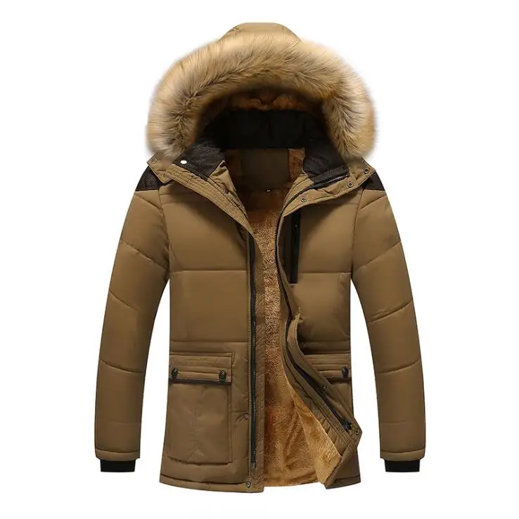 Men Coat Fur Collar Hooded Men Winter Jacket Warm Wool Liner Man Jacket Male Parkas Hair Liner Keep Warm Outwear M-7XL