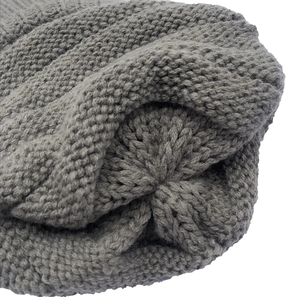

1Pcs Adult Women Solid Stitching Outdoor Plush Hats Crochet Knit Beanie Cap Peaked Casual Fashion Cap For Ladies Keep Warm Hat