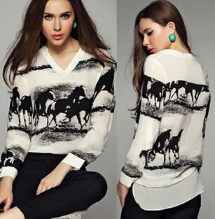 Бесплатная доставка 2021 женская шифоновая рубашка с длинным рукавом и V-образным