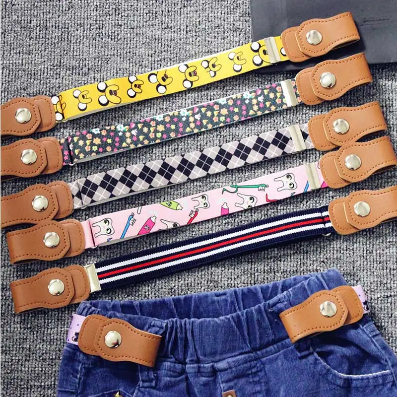 Cartoon Print Child Buckle-Free Elastic Belt kids Waistband Boys and Girls Belts For Dress Jeans Pants Toddlers Adjustable Belt