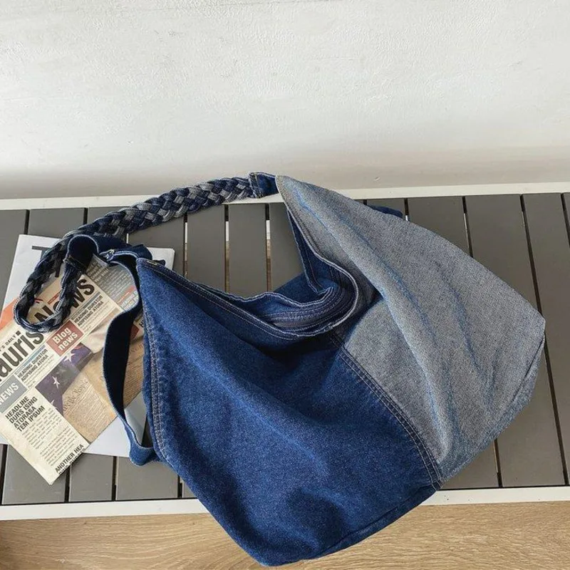 

Cowboy Leisure Bag Single Shoulder Bag Youth Ladies Handbag Large Capacity Messenger Women New Denim Tote Bag