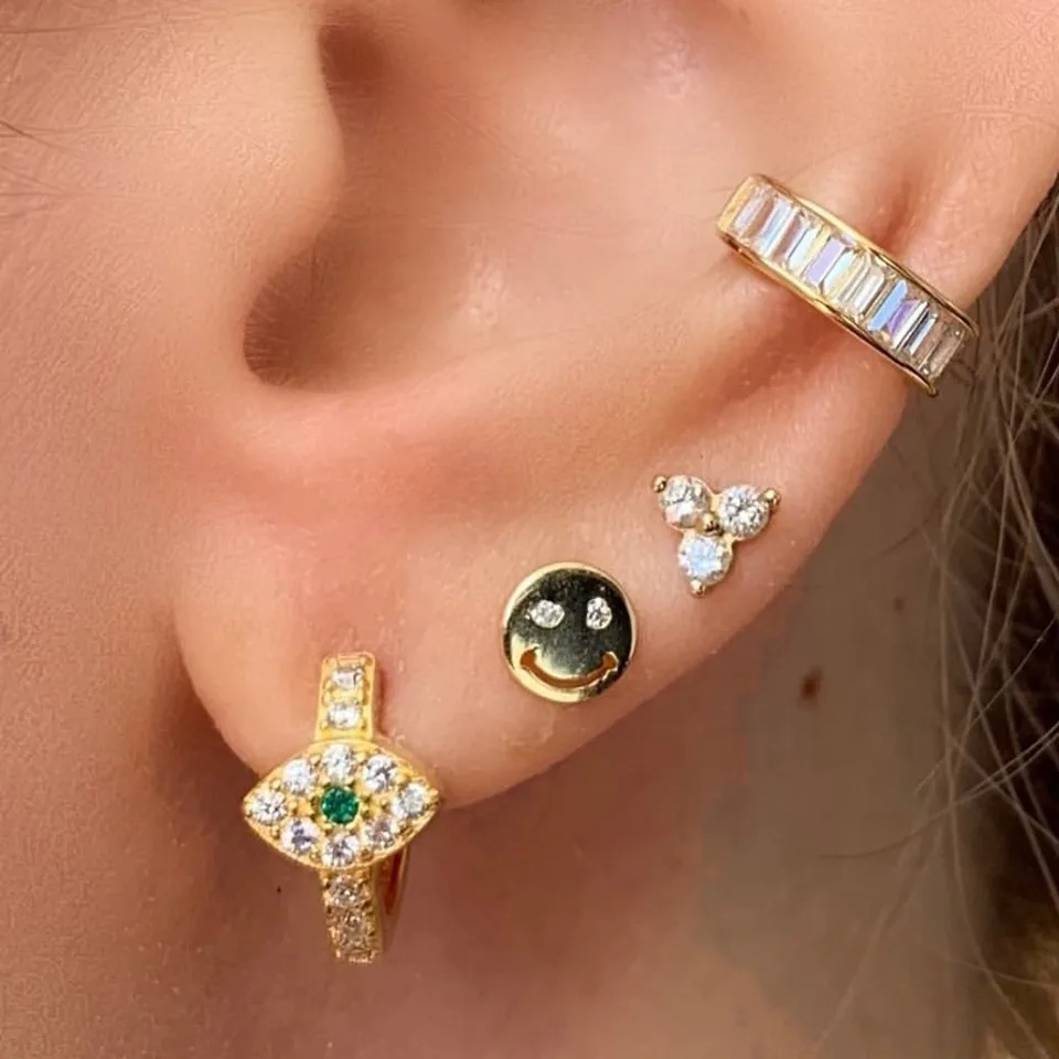 Нежный 925 стерлингового серебра глаз женские серьги-кольца золото/серебро Цвет