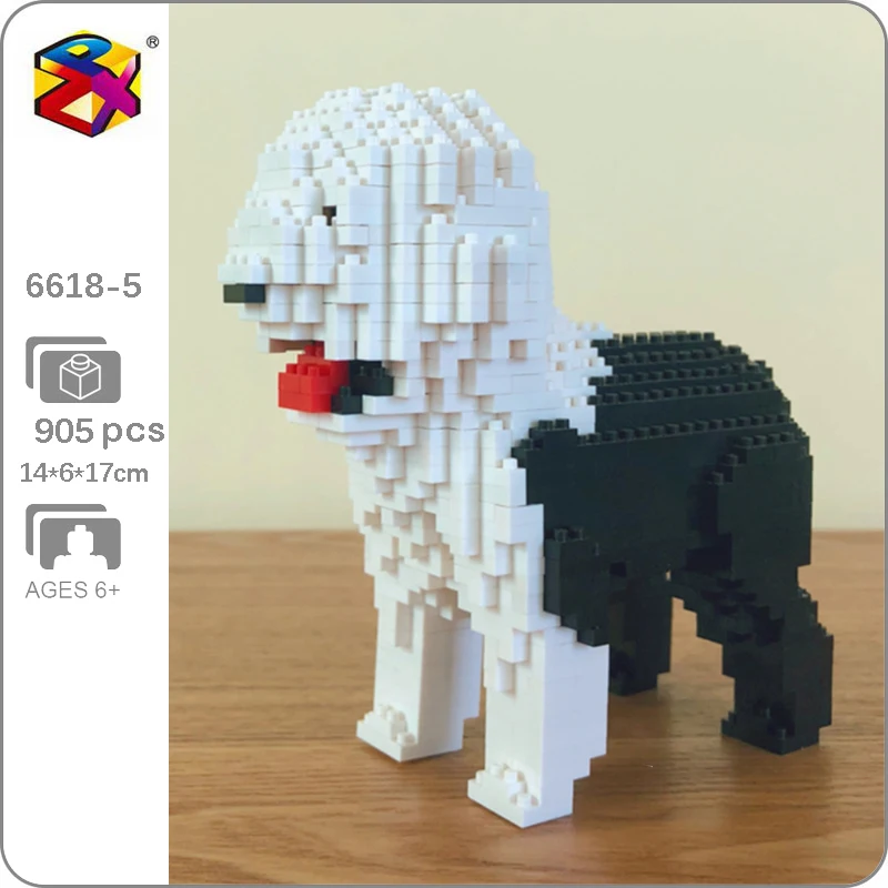 

PZX 6618-5 Animal World Old English Sheepdog Dog Pet 3D Model DIY Mini Diamond Blocks Bricks Building Toy for Children no Box