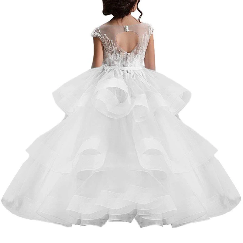 Элегантные платья для первого причастия девочек платье белые кружевные с бантом