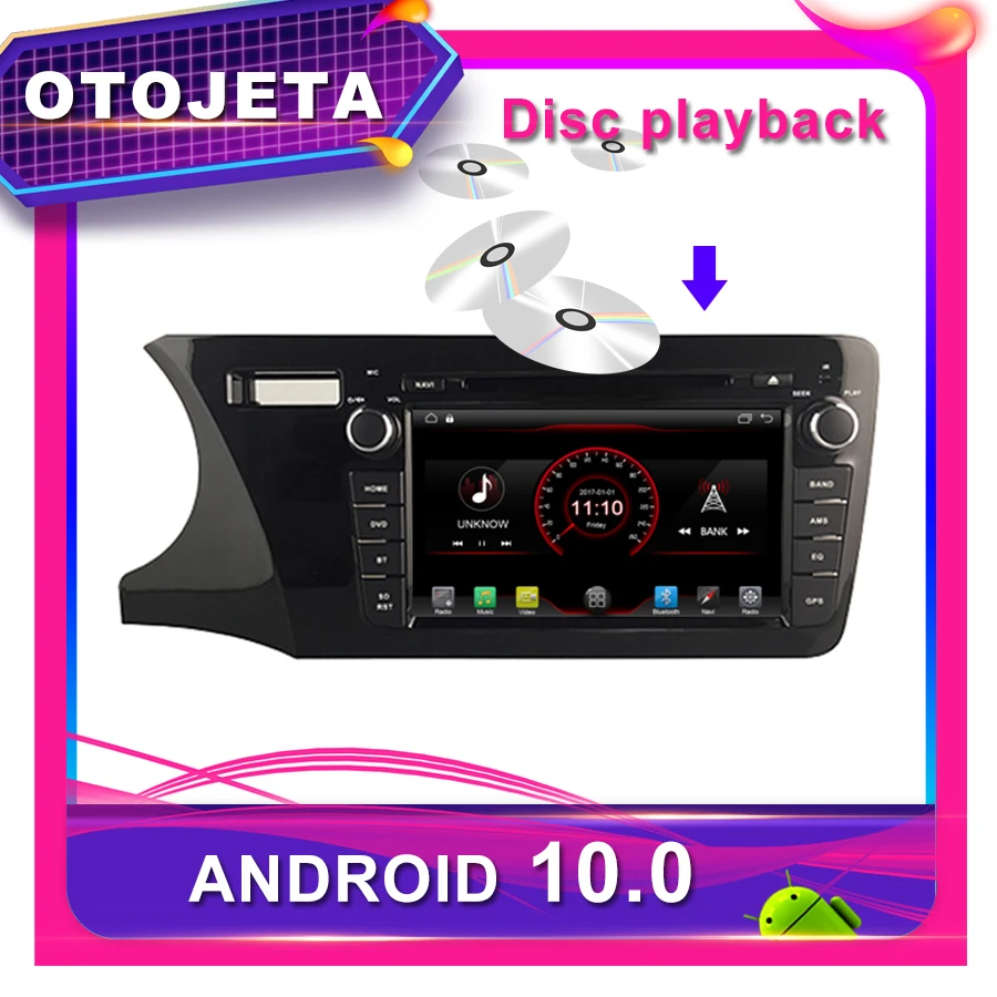 OTOJETA Автомобильный DVD Android 10 0 GPS для HONDA CITY 2014 LHD 8 дюймов Автомобильная Радио