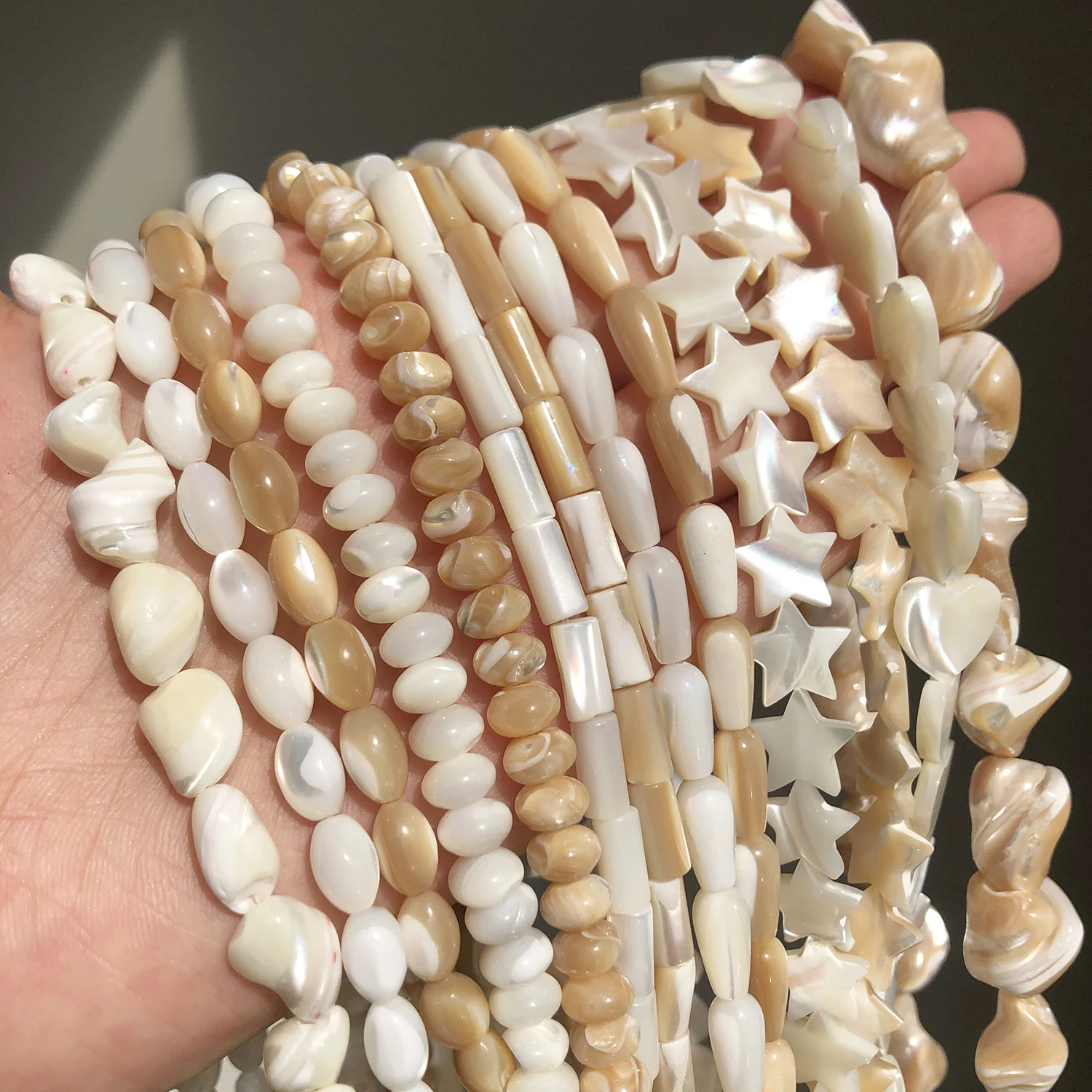 

Various Shapes Beads Natural White Mother of Pearl Shell Beads Loose Spacer For Jewelry Making Handmade Diy Bracelet Accessories