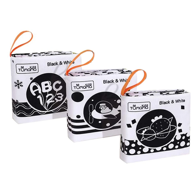 

TUMAMA 3 шт. Черный и белый книга Детские коляски подвесная игрушка, Ранние обучающие игрушки для детей, одежда для младенцев, книга для новорож...