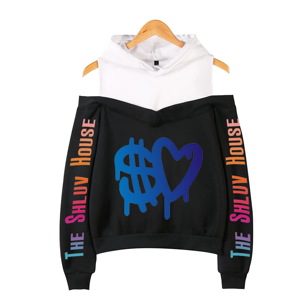 

2020 Internet Celebrity Shluv House Sweatshirt Cool Print Casual Long-Sleeved off-shoulder Shluv House Hoodies For Women